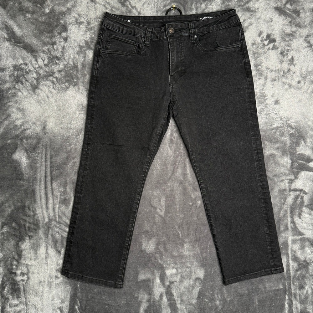 Buffalo David Bitton Six Straight Leg Jeans Mens 33x30 Black Faded Denim 684748